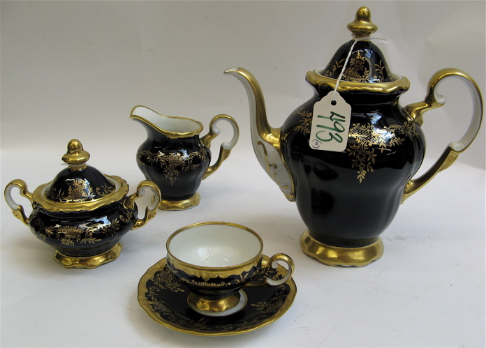 Appraisal: GERMAN ECHT WEIMAR PORCELAIN DEMITASSE SET pieces in the Kobalt