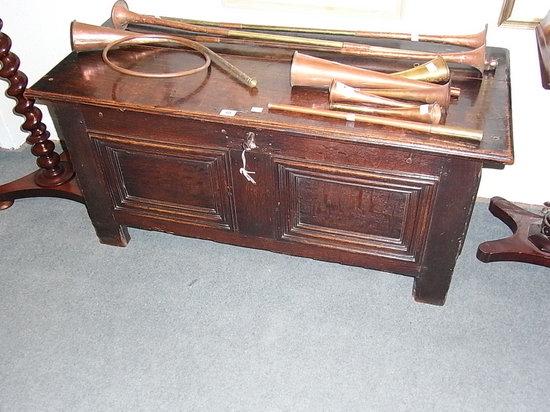 Appraisal: A TH CENTURY OAK SMALL COFFER with moulded panel front