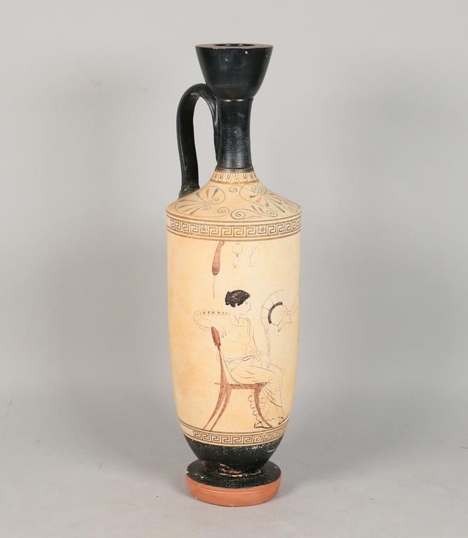 Appraisal: Contemporary Greek lekythos vase Signed on the underside Chipping to