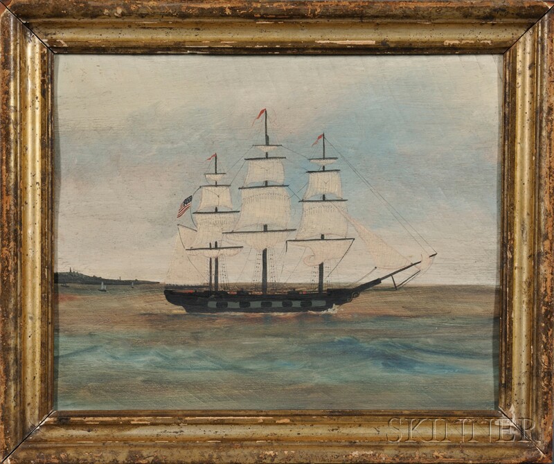 Appraisal: American School th Century Portrait of an American Frigate in