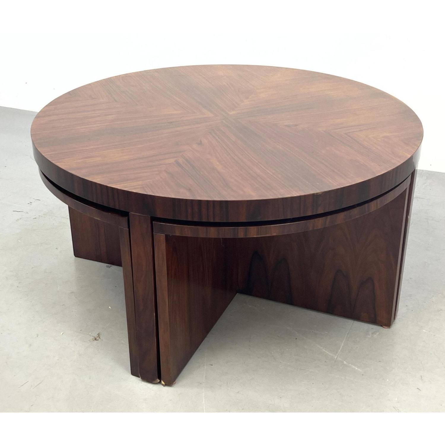 Appraisal: pc Ralph Lauren Round Modernist Coffee Table Pull Out Seat