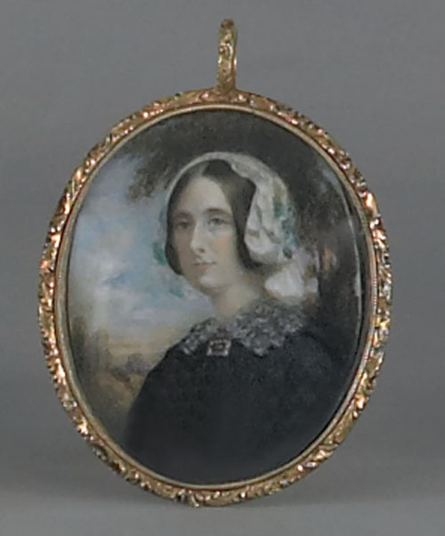 Appraisal: American watercolor on ivory miniature portrait of a woman ca