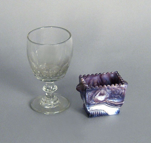 Appraisal: Purple slag glass master salt h together with a flint