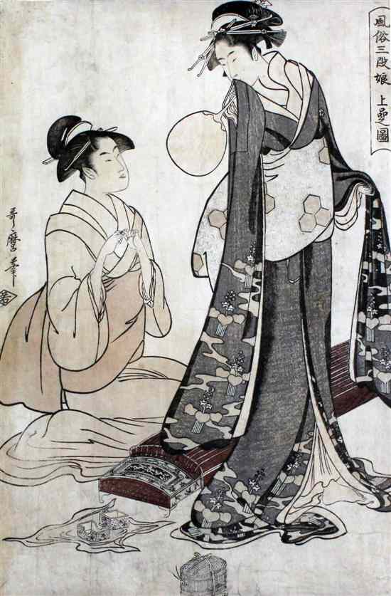 Appraisal: Utamaro woodblock print Geihin from the Series 'Fashionable Girls of