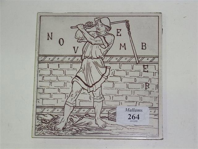 Appraisal: THREE MINTON TILES brown ground for the months October November