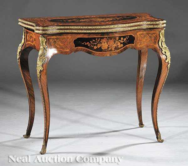 Appraisal: An Antique Napoleon III Marquetry and Gilt Bronze-Mounted Games Table