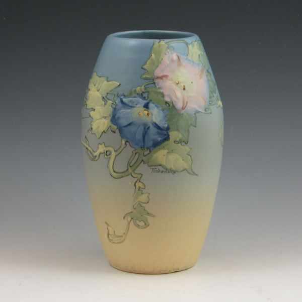 Appraisal: Weller Hudson vase with hollyhocks signed Timberlake adjacent to the