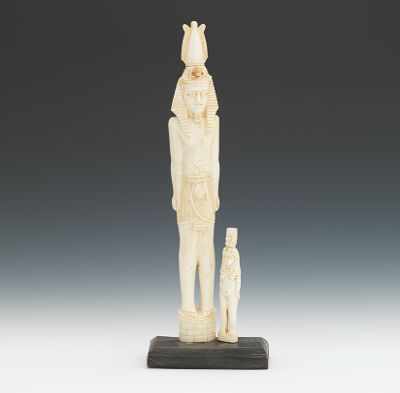 Appraisal: A Carved Ivory Egyptian Group Carved ivory group depicting a