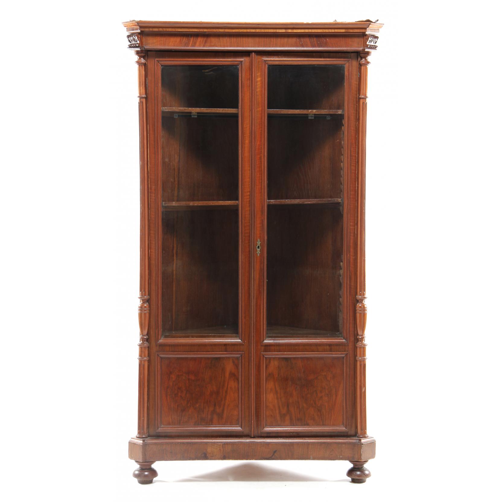 Appraisal: English Aesthetic Revival Corner Cabinet circa mahogany mahogany veneers one