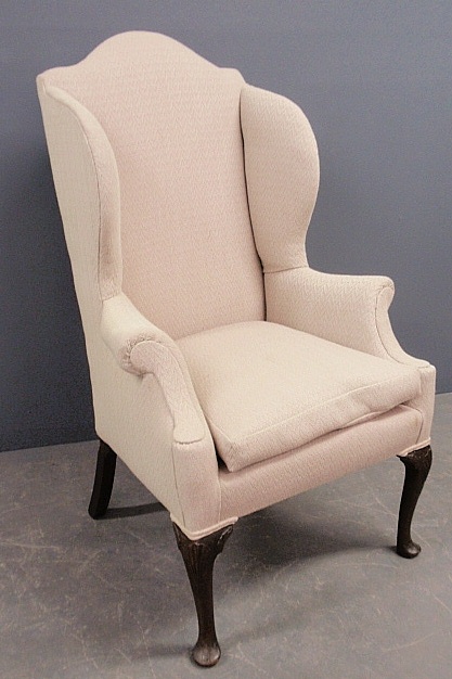 Appraisal: - English Queen Anne mahogany wing chair th c with