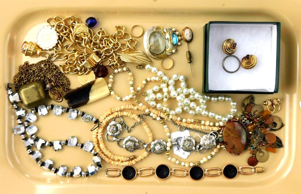 Appraisal: COSTUME JEWELRY Ten plus pieces including pins bracelets pierced and