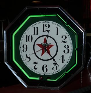 Appraisal: Neon Texaco clock fantasy piece working clock and neon diameter