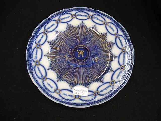 Appraisal: Flow Blue Ironstone Plate first colonies '' excellent