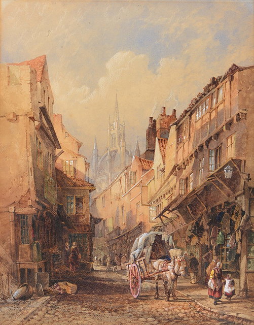 Appraisal: EDWARD MARTINDALE RICHARDSON - Street scene looking towards the cathedral