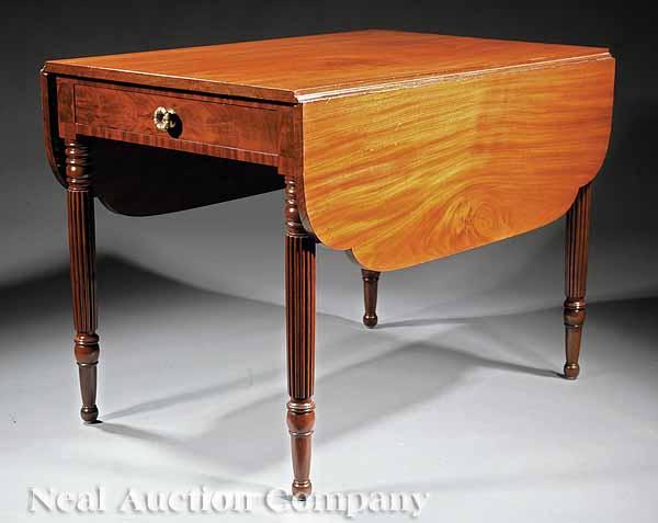 Appraisal: An American Late Federal Mahogany Pembroke Table the top with