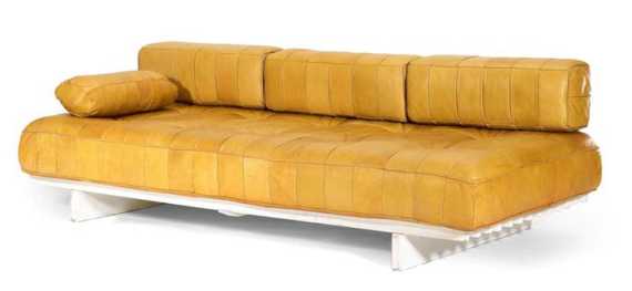 Appraisal: SWISS SOFA DAY BED Circa Wood painted white and tobacco