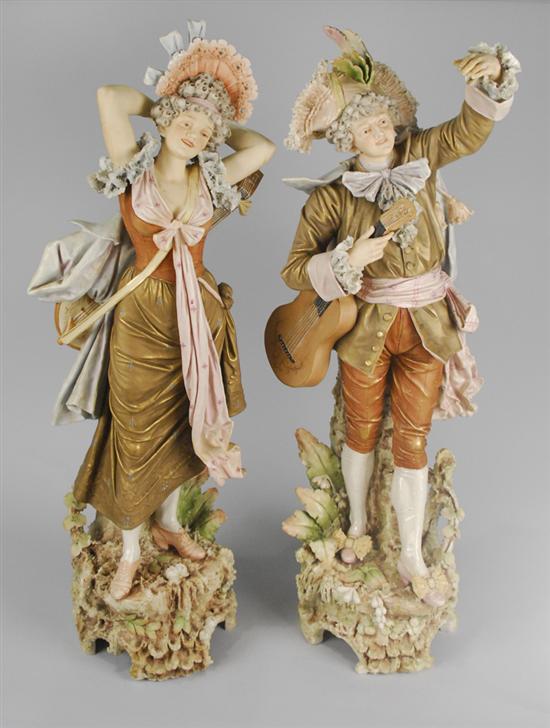 Appraisal: PAIR OF ROYAL DUX PORCELAIN FIGURES depicting a male and