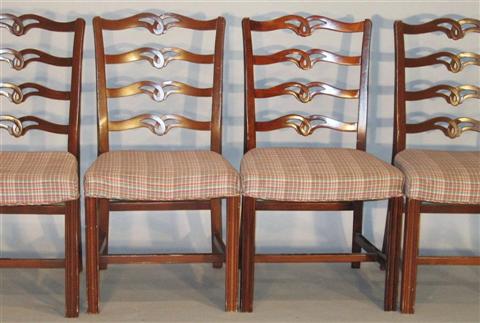 Appraisal: SIX CHIPPENDALE STYLE FAUX MAHOGANY CHAIRS Mid- th century the