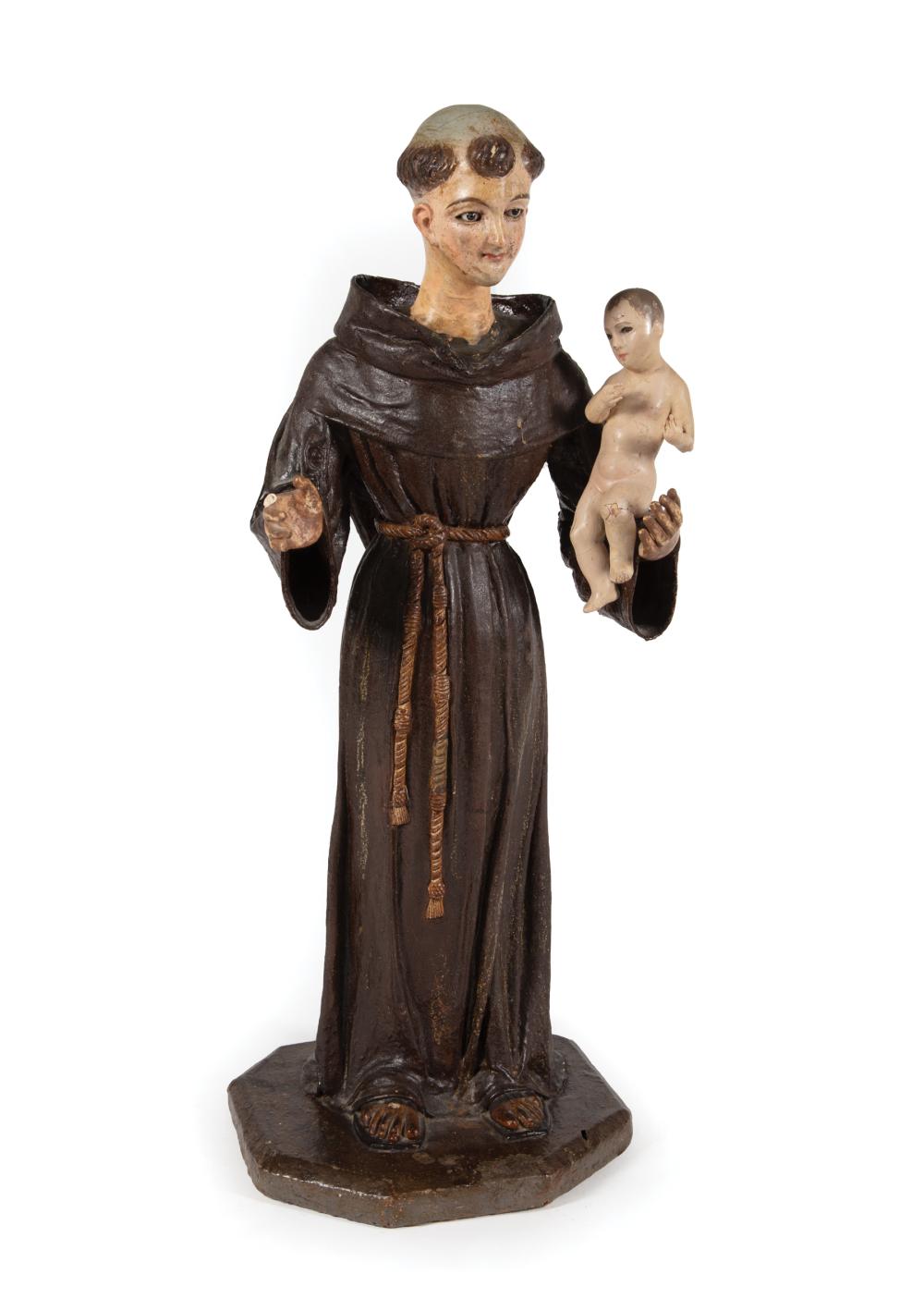 Appraisal: Large Santos Figure of St Francis of Assisi th c