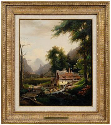 Appraisal: Germaine Postelle painting quot The Cottage quot mountain landscape with