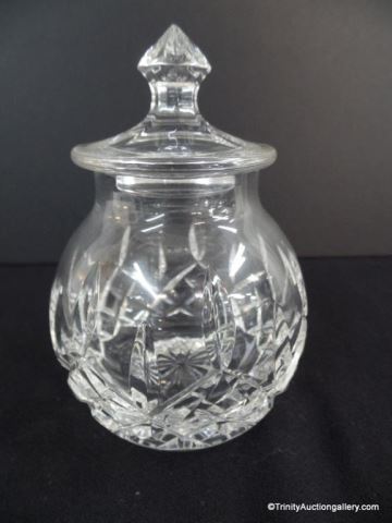 Appraisal: Waterford Crystal Lismore Honey Pot with Lid Marked Etched Waterford