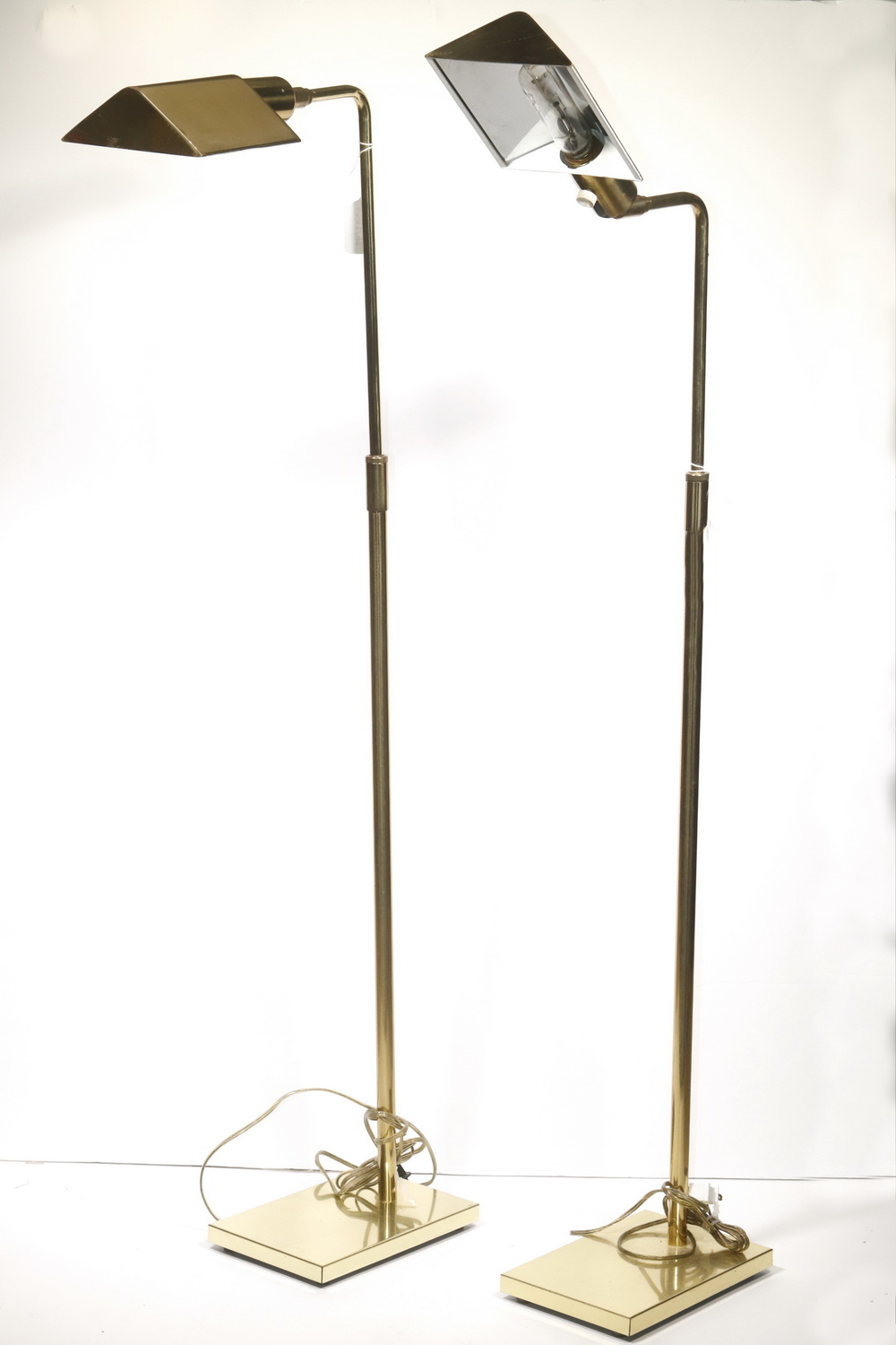 Appraisal: PR OF ADJUSTABLE BRASS FLOOR LAMPS Brass adjustable floor lamps