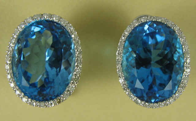 Appraisal: PAIR OF TOPAZ AND DIAMOND EARRINGS each k white gold