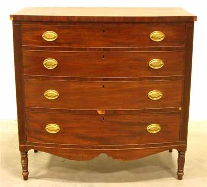 Appraisal: Federal mahogany swell front chest of drawers th century H