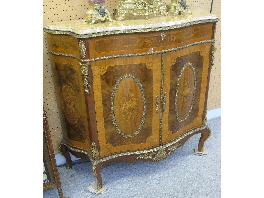 Appraisal: Reproduction marble topped and gilt metal mounted serpentine front side