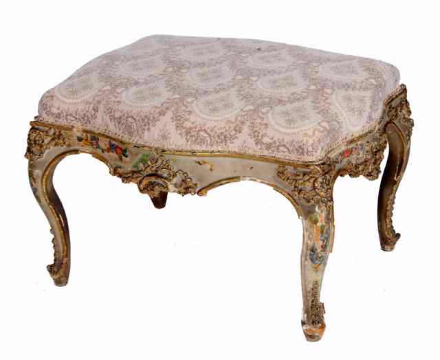 Appraisal: A TH CENTURY CONTINENTAL STOOL of serpentine rectangular form with