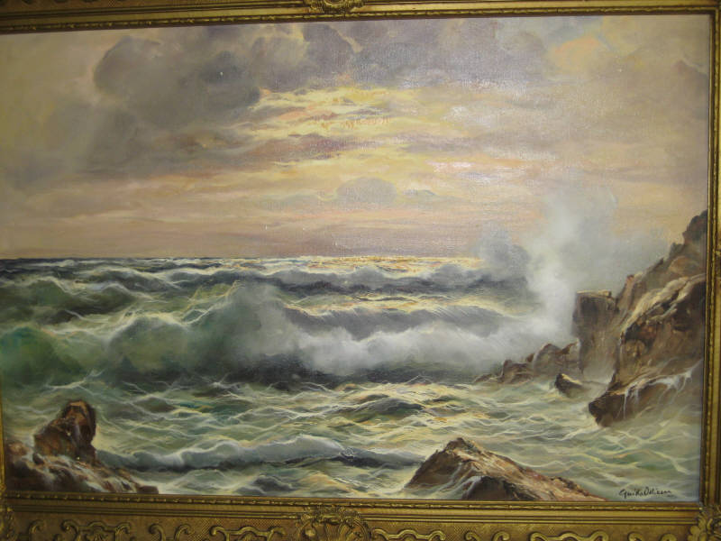 Appraisal: GUIDO ODIERNA ITALIAN b Seascape with crashing waves oil on