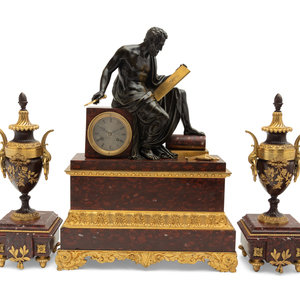 Appraisal: A Large French Gilt and Patinated Bronze and Marble Figural