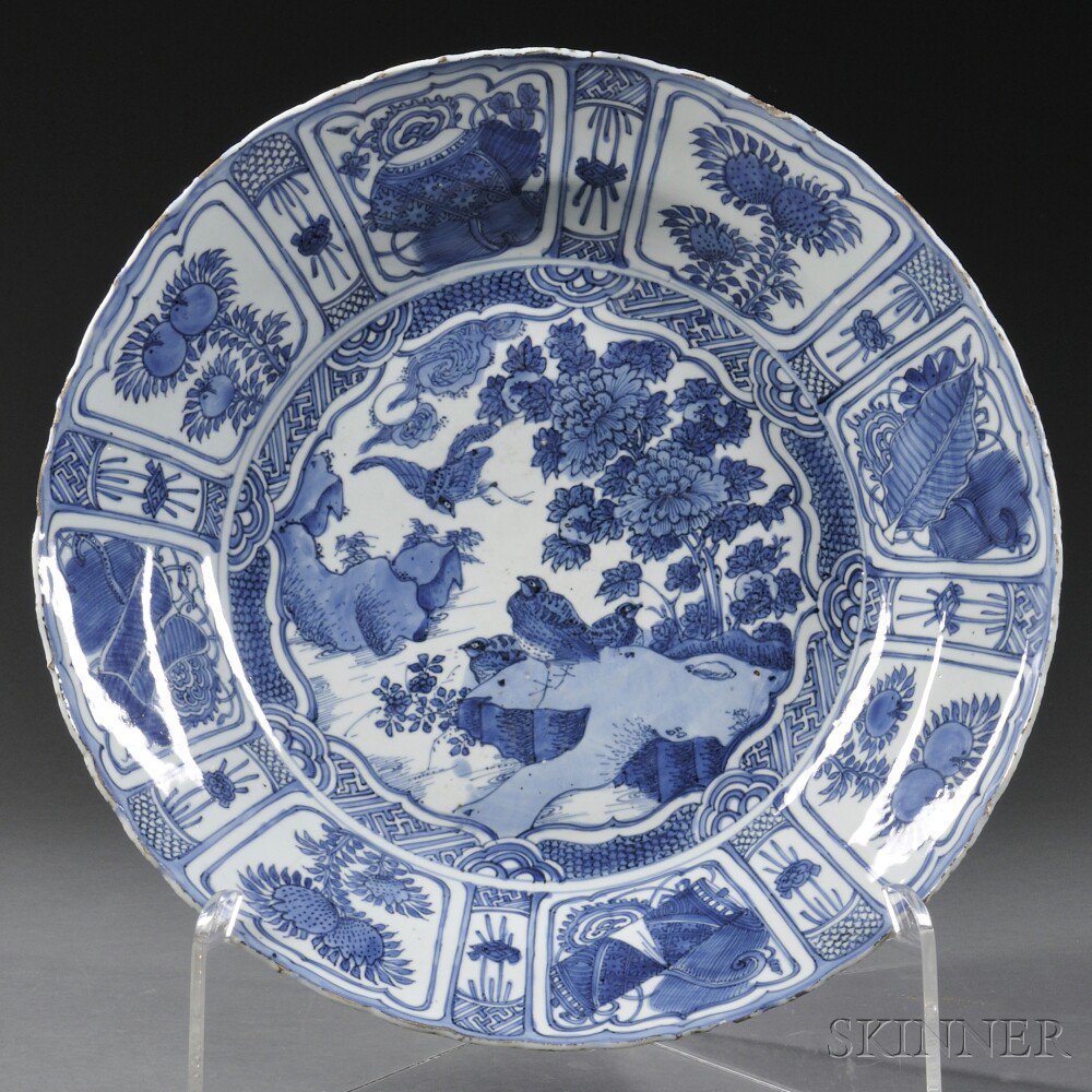 Appraisal: Large Blue and White Kraak Charger China for export Ming