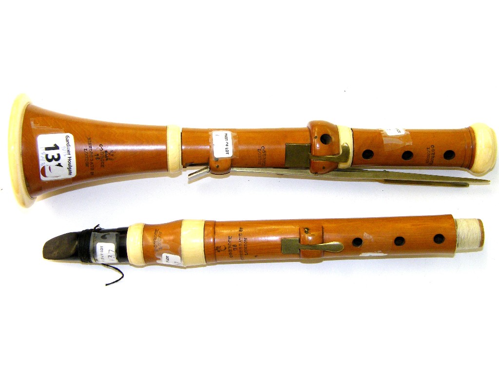 Appraisal: English boxwood and ivory mounted clarinet by Christopher Gerock circa