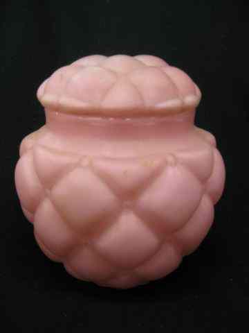 Appraisal: Victorian Satin Art Glass Biscuit Jar quilted puffy style ''