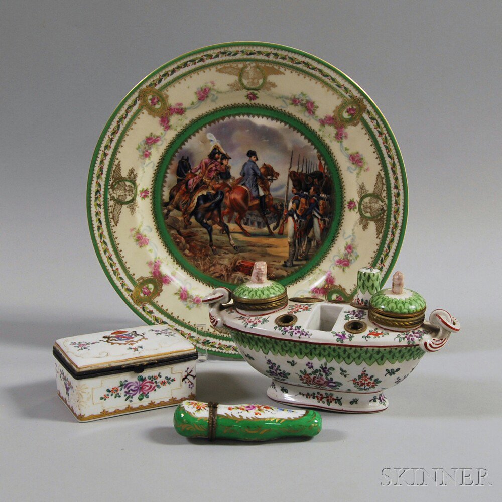 Appraisal: Four Pieces of Mostly European Porcelain including a Napoleonic plate