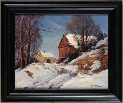 Appraisal: CLEMENT METIVIER - FARM IN WINTER Oil on panel x