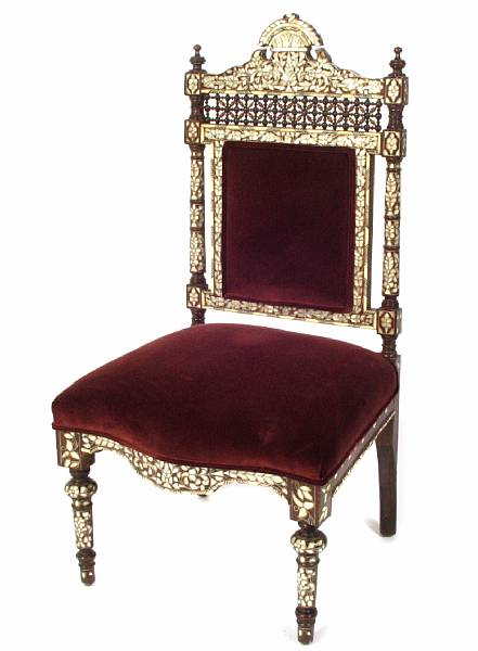 Appraisal: A Moorish inlaid mother of pearl chair th century height