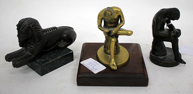 Appraisal: SPINARIO AFTER THE ANTIQUE small bronze figure cm tall together