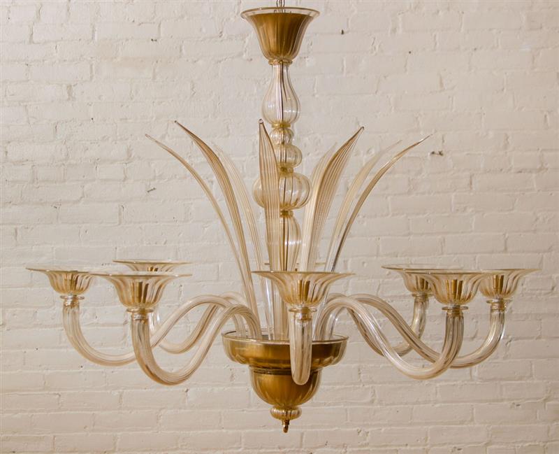 Appraisal: MURANO GLASS 'POLVERA D'ORO' EIGHT-LIGHT CHANDELIER x in diam Estimate