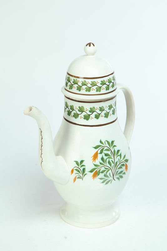 Appraisal: LEEDSWARE COFFEE POT England st quarter- th century Tall pot