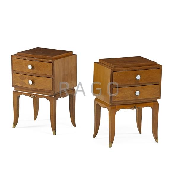 Appraisal: JEAN PASCAUD Pair of nightstands Condition Report Water stains to