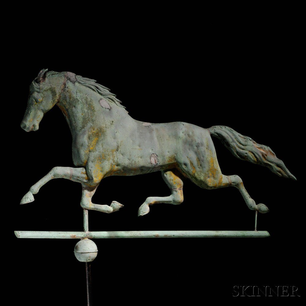 Appraisal: Molded Copper Running Horse Weathervane Harris Son Boston -c flattened