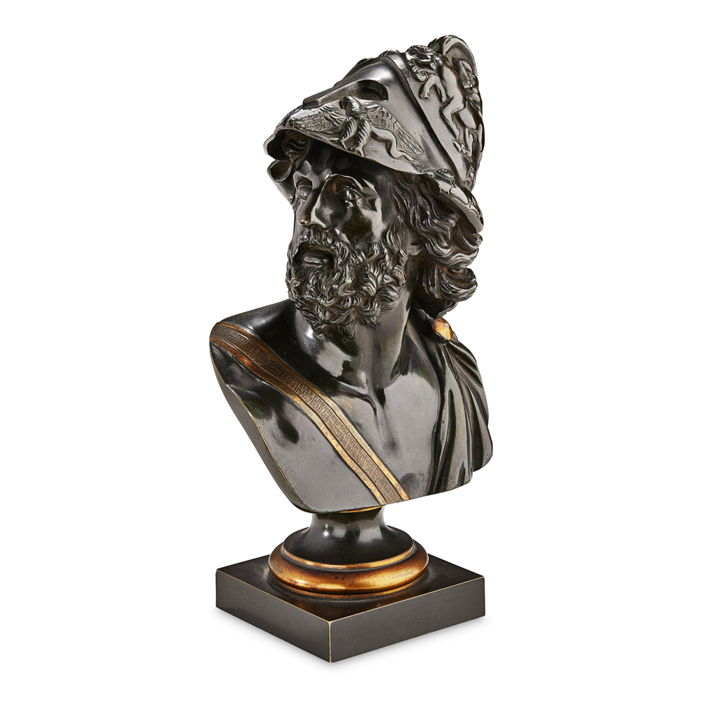 Appraisal: FRENCH BRONZE BUST OF MENELAUS TH CENTURY after the Antique