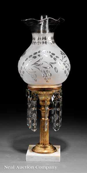 Appraisal: An American Gilt Lacquered Brass and Bronze Solar Lamp th