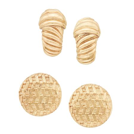 Appraisal: Two Pairs of Gold Earclips David Yurman and Black Starr