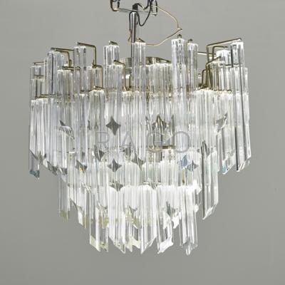 Appraisal: CAMER Boat-shaped chandelier Italy s Matte chromed steel and crysta