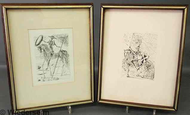 Appraisal: Two framed etchings by Salvador Dali Don Quixote and El