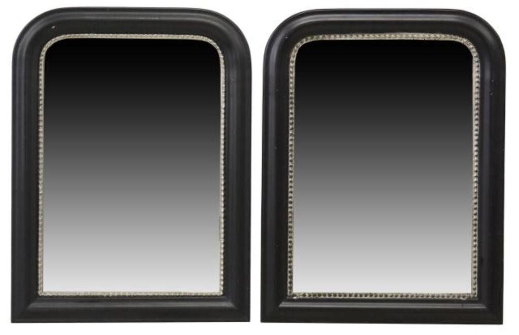 Appraisal: BLACK LOUIS PHILIPPE STYLE WALL MIRRORS pair Louis Philippe style