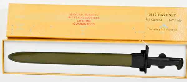 Appraisal: M Garand Reproduction Bayonet ' blade M scabbard made in